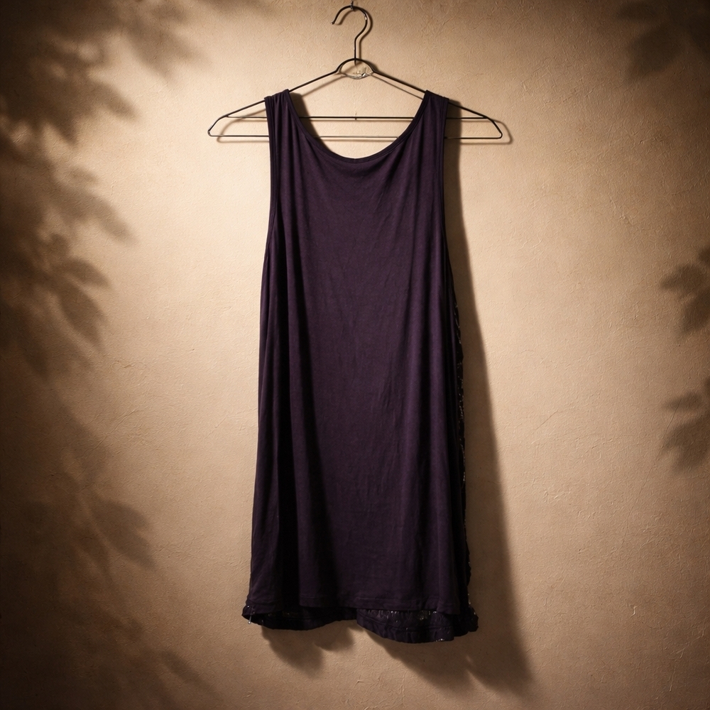 Studio Y Sequined Charcoal Scoop Neck Tank Top Medium Great Condition - Picture 9 of 15